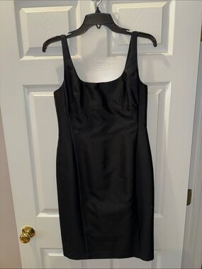 Talbots Black Square-Neck Sheath Mini Dress